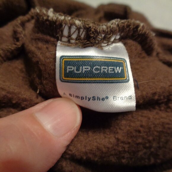 Pup Crew Dog or Cat Brown Hoodie with Bone Size Medium - Picture 7 of 8